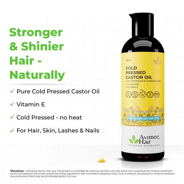 Avimee Herbal Cold Pressed Castor Oil For Hair Growth | Grocsy
