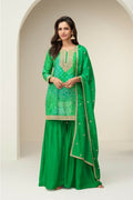 Anaita Green Chinon Stitched Suit with Digital Print & Embroidery Coding Sequence Work | Grocsy