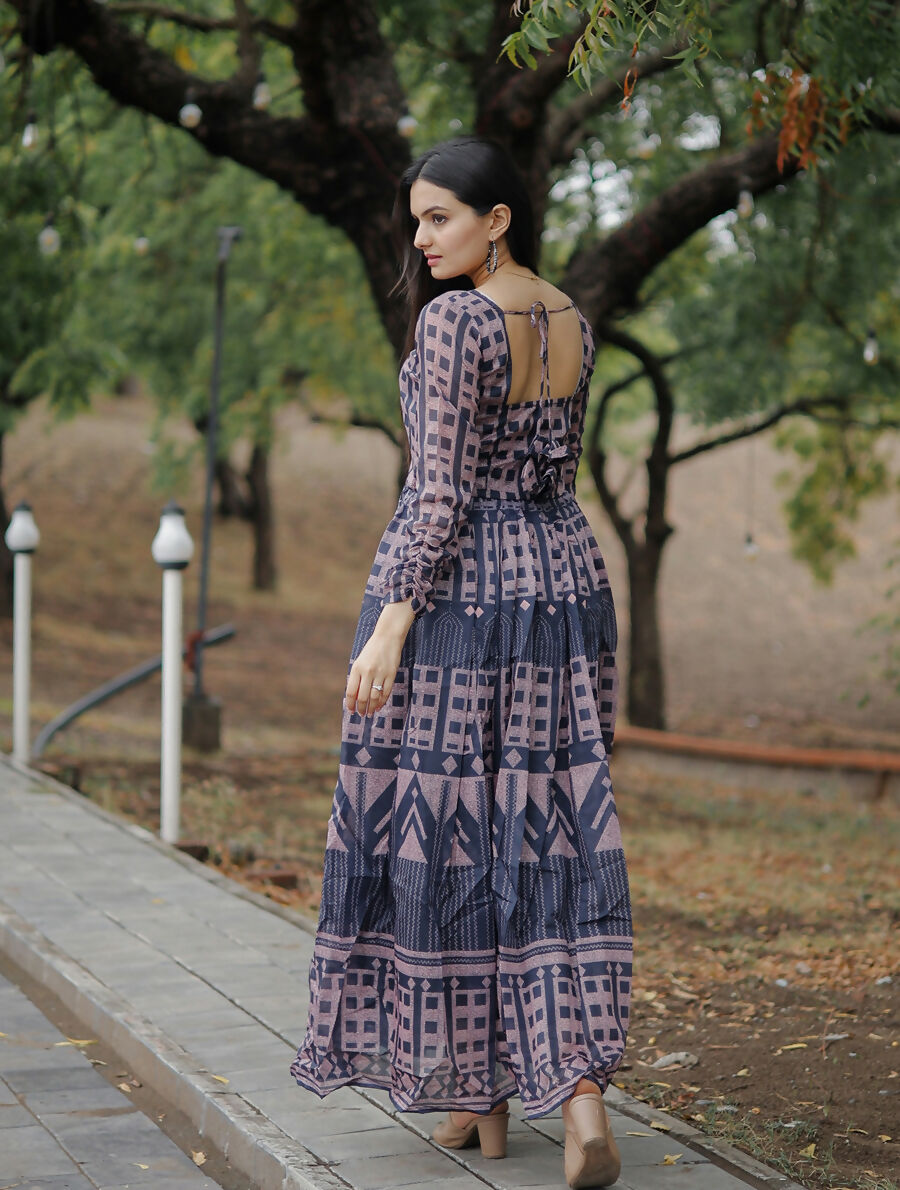 Aayaa Pure Chanderi Gown With Heavy Digital Print - Multi Color | Grocsy