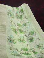 Shades of Green with Floral Design Semi Chanderi Saree By Gayathri Reddy Designer Studio | Grocsy