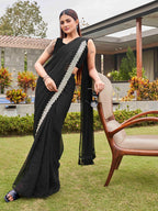 Tikhi Imli Black Beads and Stones Saree | Grocsy