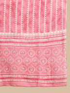 Sangria Ethnic Motifs Printed Thread Work Pure-Cotton A-Line Kurta With Trouser & Dupatta | Grocsy