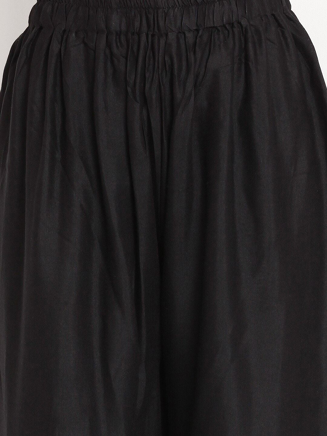 TAG 7 Women Black Solid Flared Palazzos | Grocsy