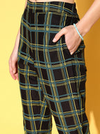 Sangria Women Ink Black Printed Parade Pure Cotton Kurta with Trousers | Grocsy