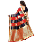 Vamika Banarasi Jaquard Red Weaving Saree (Banarasi 28) | Grocsy