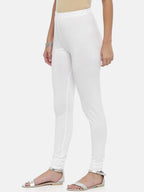 Souchii White Solid Slim-Fit Churidar-Length Leggings | Grocsy