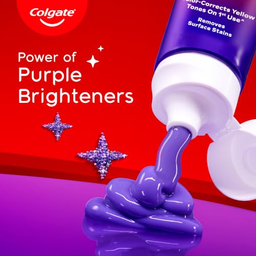 Colgate Visible White Purple Toothpaste, Teeth Whitening Toothpaste Whitens Yellow Teeth, Enamel-Safe Daily Use (2 Pack 100g+20g/3.5oz+0.7oz) | Grocsy