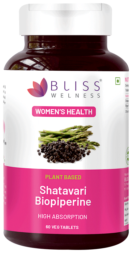 Bliss Welness Women's Wellness Shatavari Biopiperine Veg Tablet | Grocsy