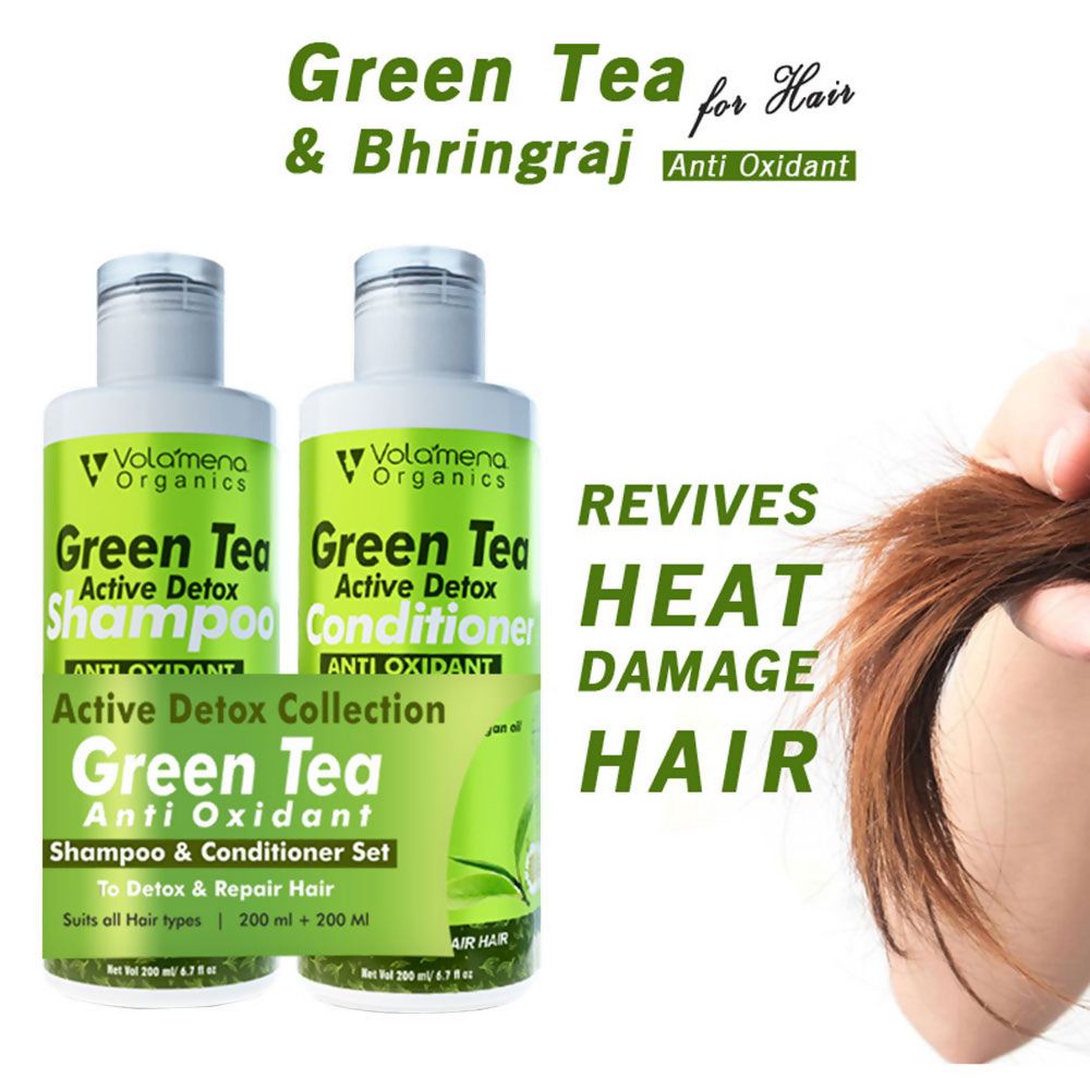 Volamena Green Tea & Bhringraj Shampoo & Conditioner | Grocsy