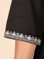 Aramya A-line Linen Cotton Solid Women's Kurta - Black | Grocsy