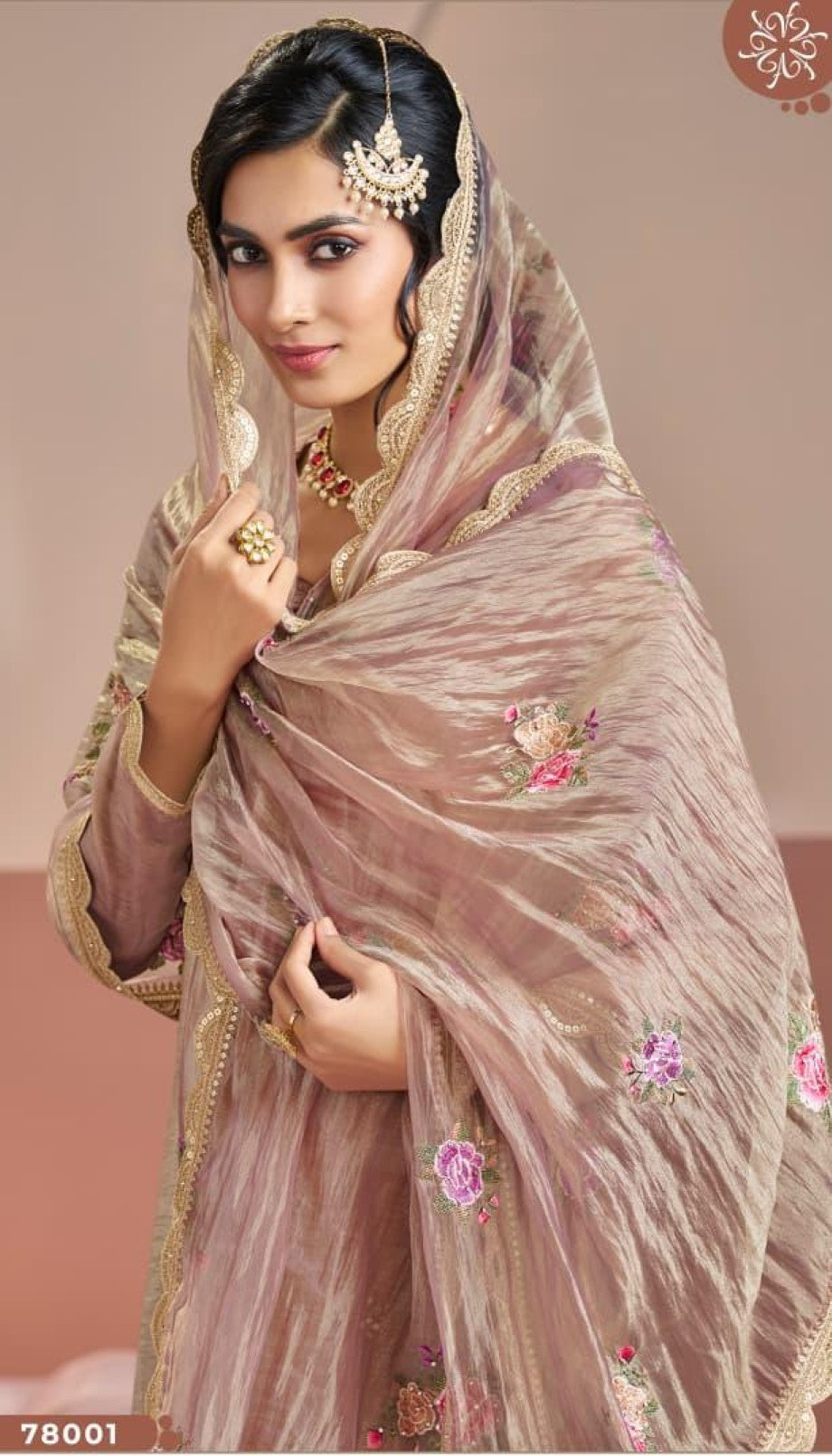 Anaita Peach Gold Silk Suit With Embroidery & Zari Work | Grocsy