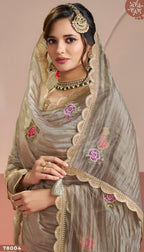 Anaita Chiku Gold Silk Suit With Embroidery & Zari Work | Grocsy