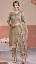 Anaita Chiku Gold Silk Suit With Embroidery & Zari Work | Grocsy
