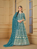 Anaita Yellow Embroidered Faux Georgette Anarkali Suit | Grocsy