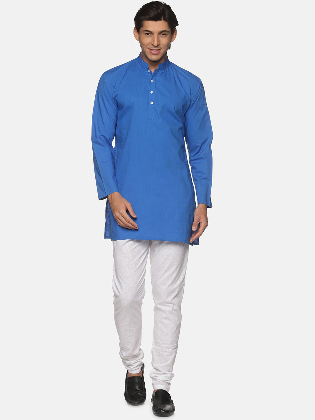 Sethukrishna Men Blue Pure Cotton Kurta with Pyjamas | Grocsy