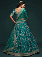 Tulsi Art Green Thread Embroidery Art Silk Wedding Wear Lehenga Choli | Grocsy