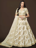 Tulsi Art Alluring White Zari Work Engagement Wear Slub Silk Lehenga Choli | Grocsy