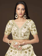 Tulsi Art Alluring White Zari Work Engagement Wear Slub Silk Lehenga Choli | Grocsy