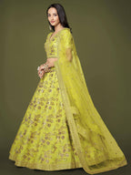 Tulsi Art Prodigious Neon Green Sequins Work Lehenga Choli With Dupatta | Grocsy