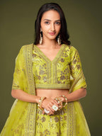 Tulsi Art Prodigious Neon Green Sequins Work Lehenga Choli With Dupatta | Grocsy