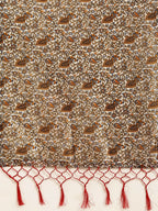 Saree Mall Rust Red & Orange Art Silk Printed Bhagalpuri Saree | Grocsy