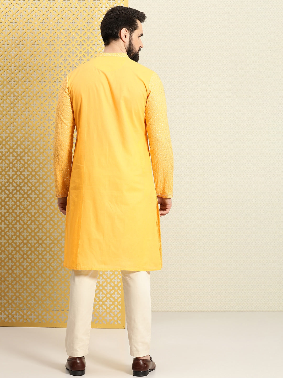 House of Pataudi Jashn Sequinned Embroidered Straight Kurta | Grocsy