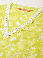 Indo Era Floral Printed Pure Cotton Kurta with Trousers | Grocsy