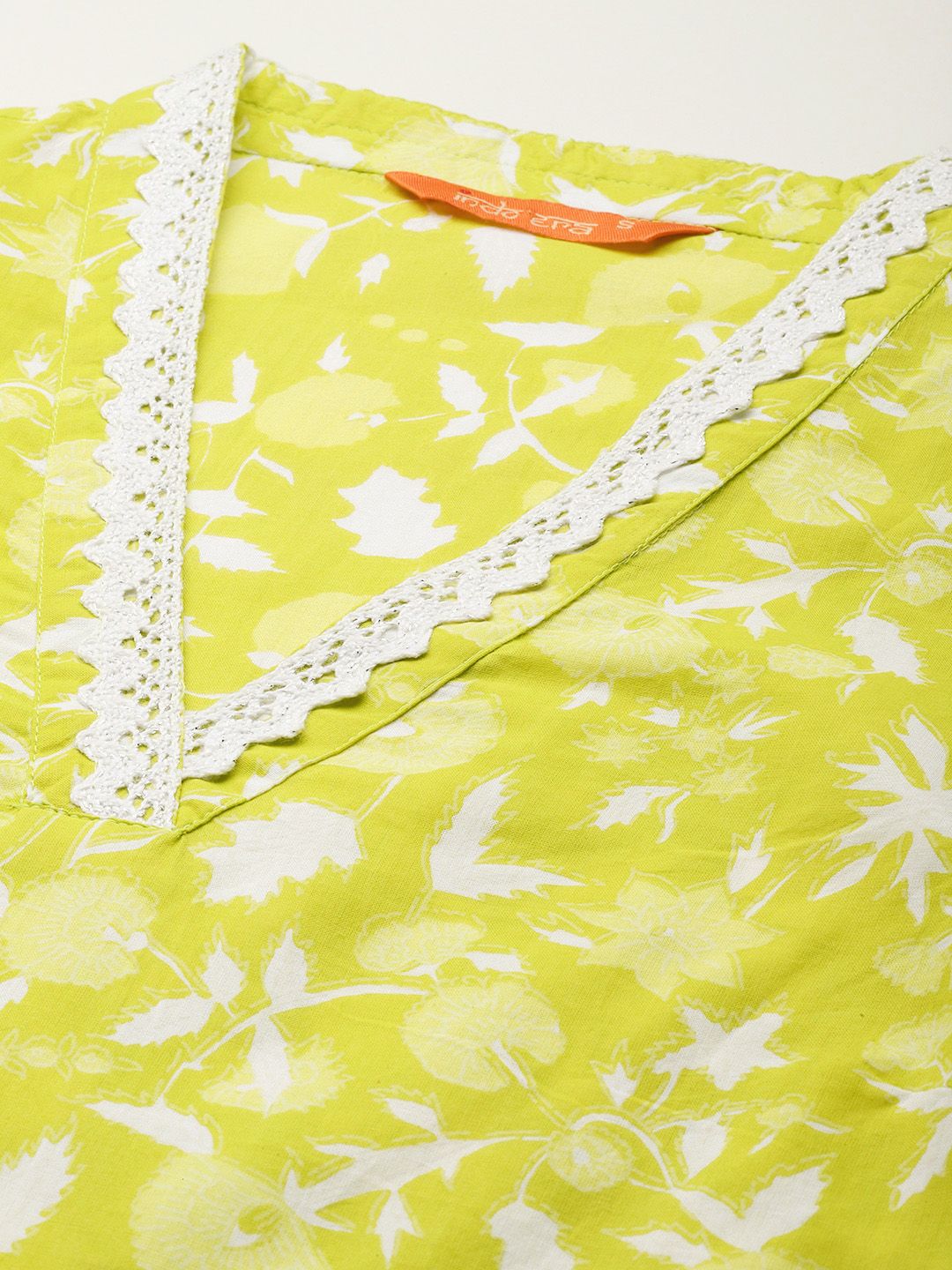 Indo Era Floral Printed Pure Cotton Kurta with Trousers | Grocsy