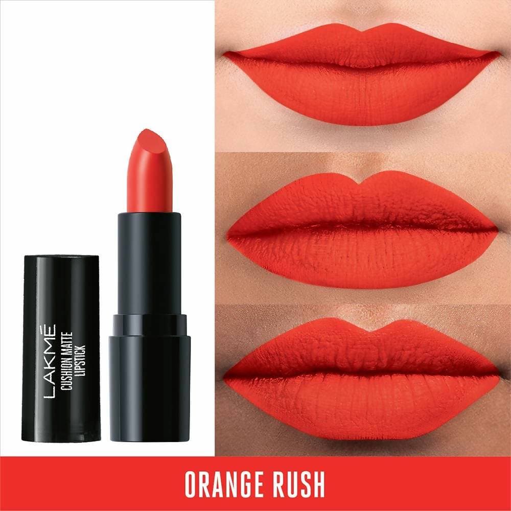 Lakme Cushion Matte Lipstick - Orange Rush | Grocsy