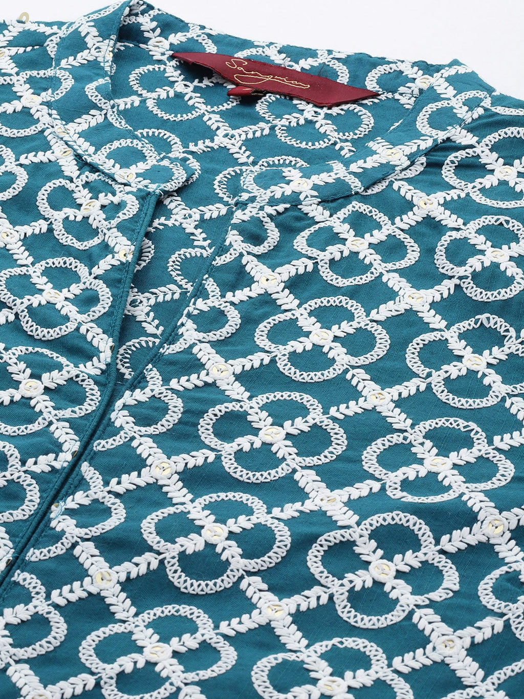 Sangria Chikankari Embroidered Kurta | Grocsy