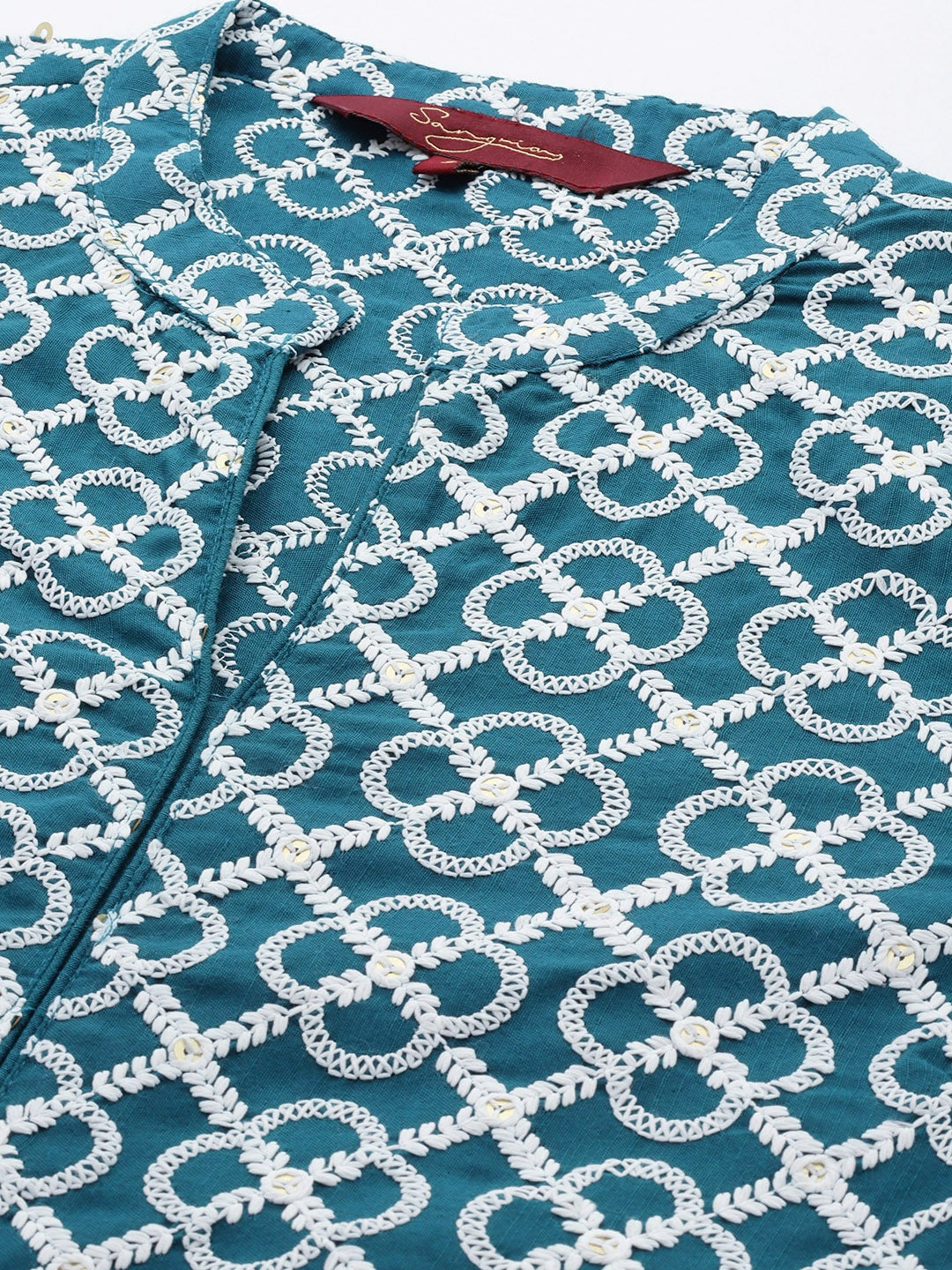 Sangria Chikankari Embroidered Kurta | Grocsy