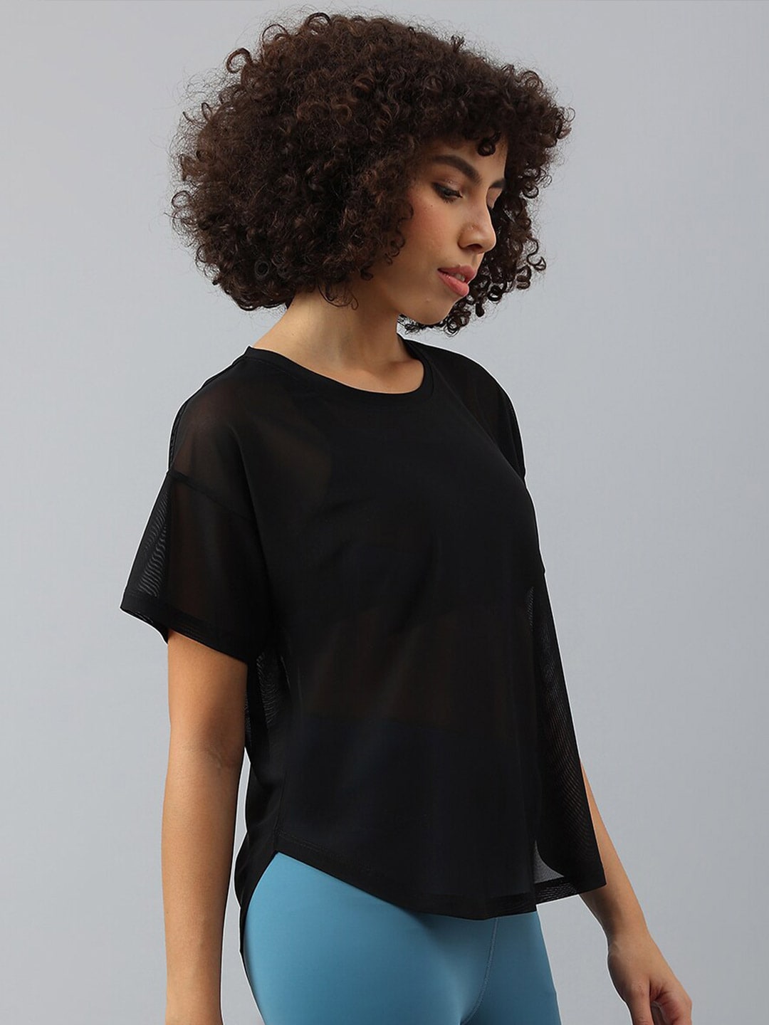MKH Women Drop-Shoulder Sleeves Dri-FIT Sports T-shirt | Grocsy