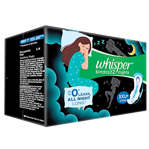 Whisper Ultra Night Sanitary Pads for Women, XXL+ 6 Napkins | Grocsy
