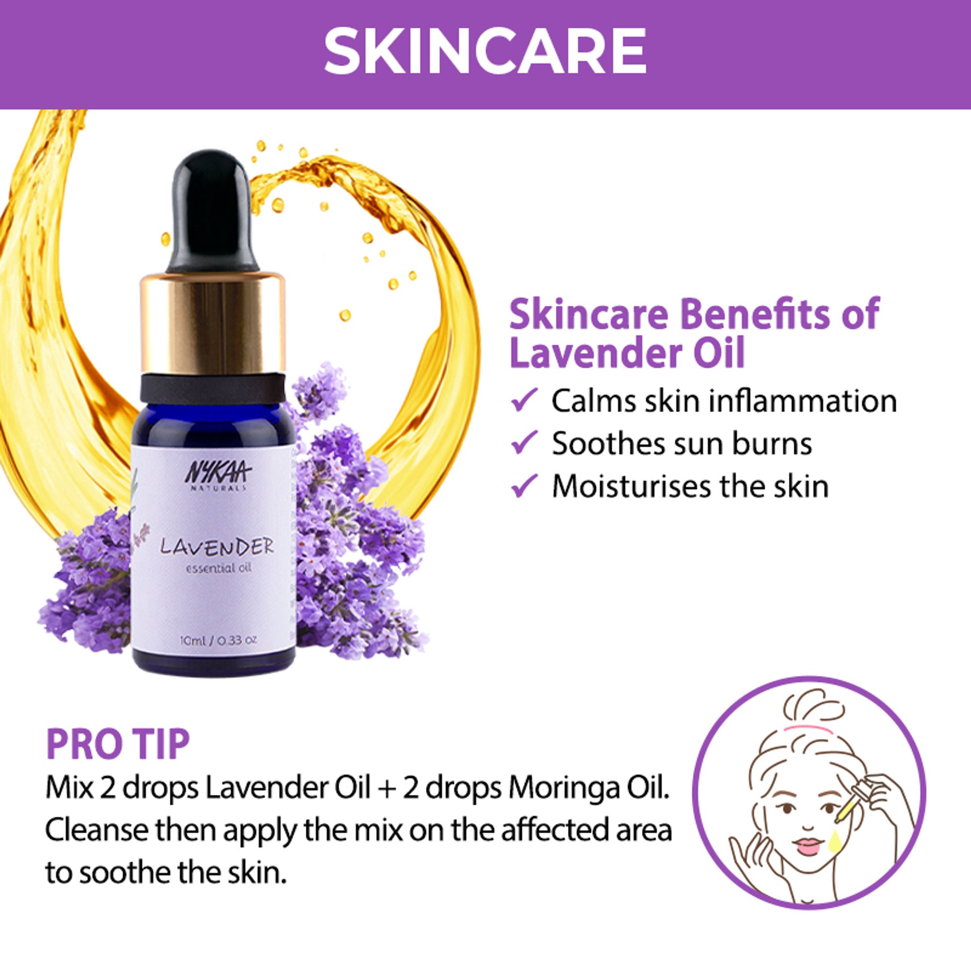Nykaa Naturals Lavender Essential Oil - Combats skin inflammation and Dandruff - 100% Natural | Grocsy