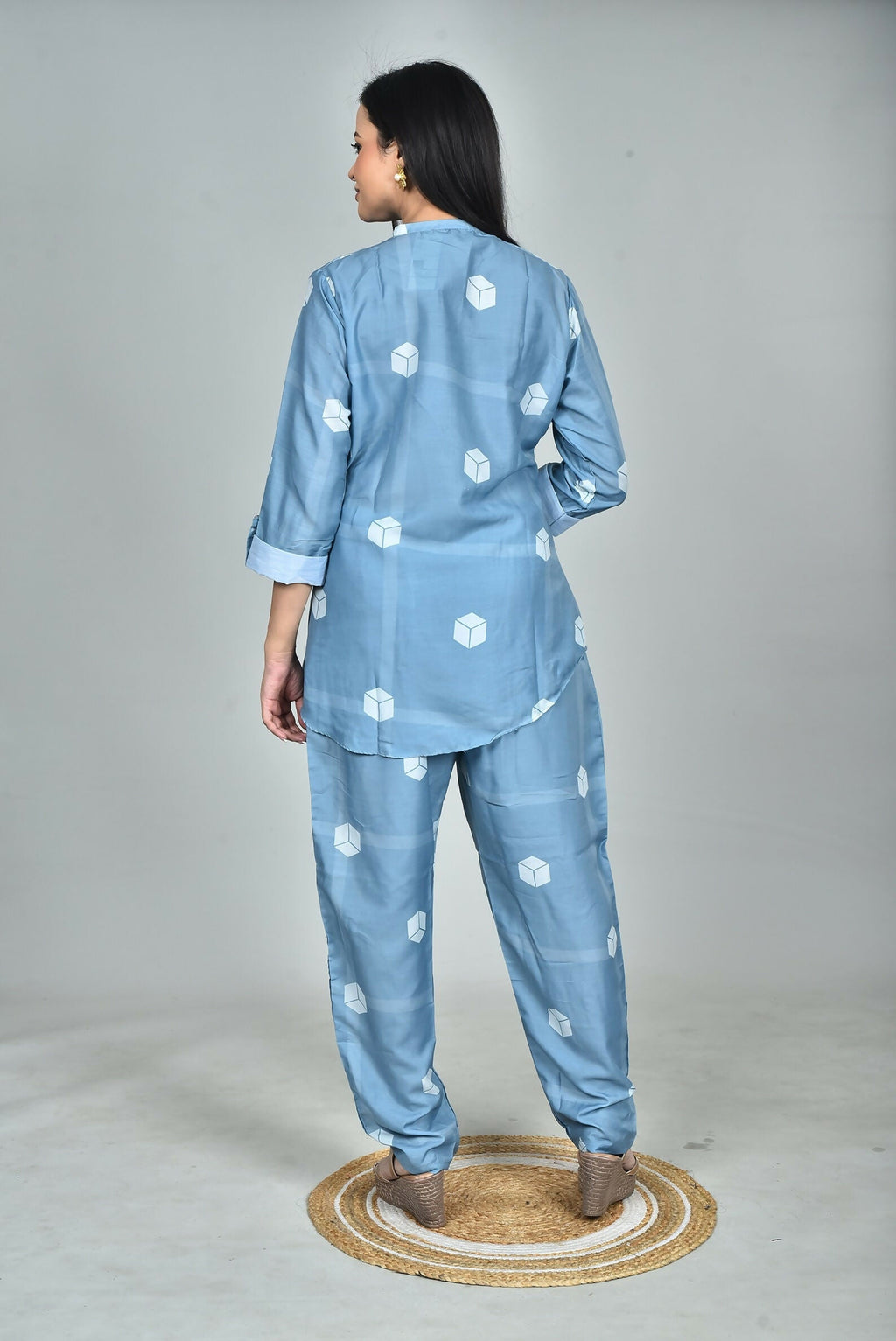 Morchari Digital Print Semi Muslin Co-Ord Set Top & Trouser-Multicolor | Grocsy
