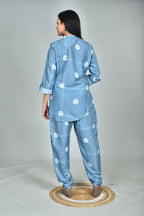 Morchari Digital Print Semi Muslin Co-Ord Set Top & Trouser-Multicolor | Grocsy