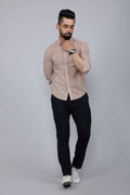 Miravan Men's Beige Pure Cotton Handblock Floral Print Shirt | Grocsy