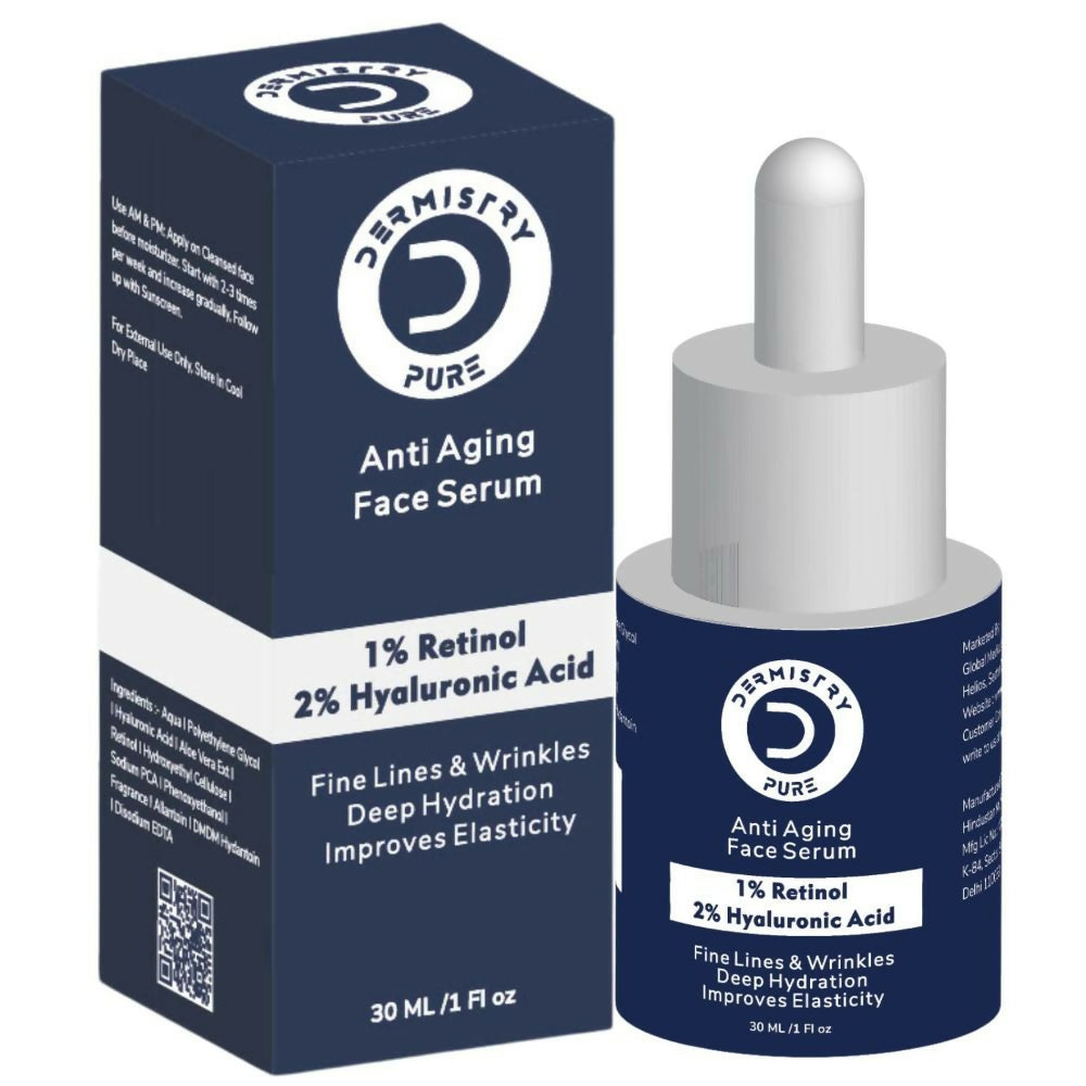 Dermistry Pure 1% Retinol 2% Hyaluronic Acid Anti Aging Moisturizer Face Serum Fine Lines & Wrinkles | Grocsy