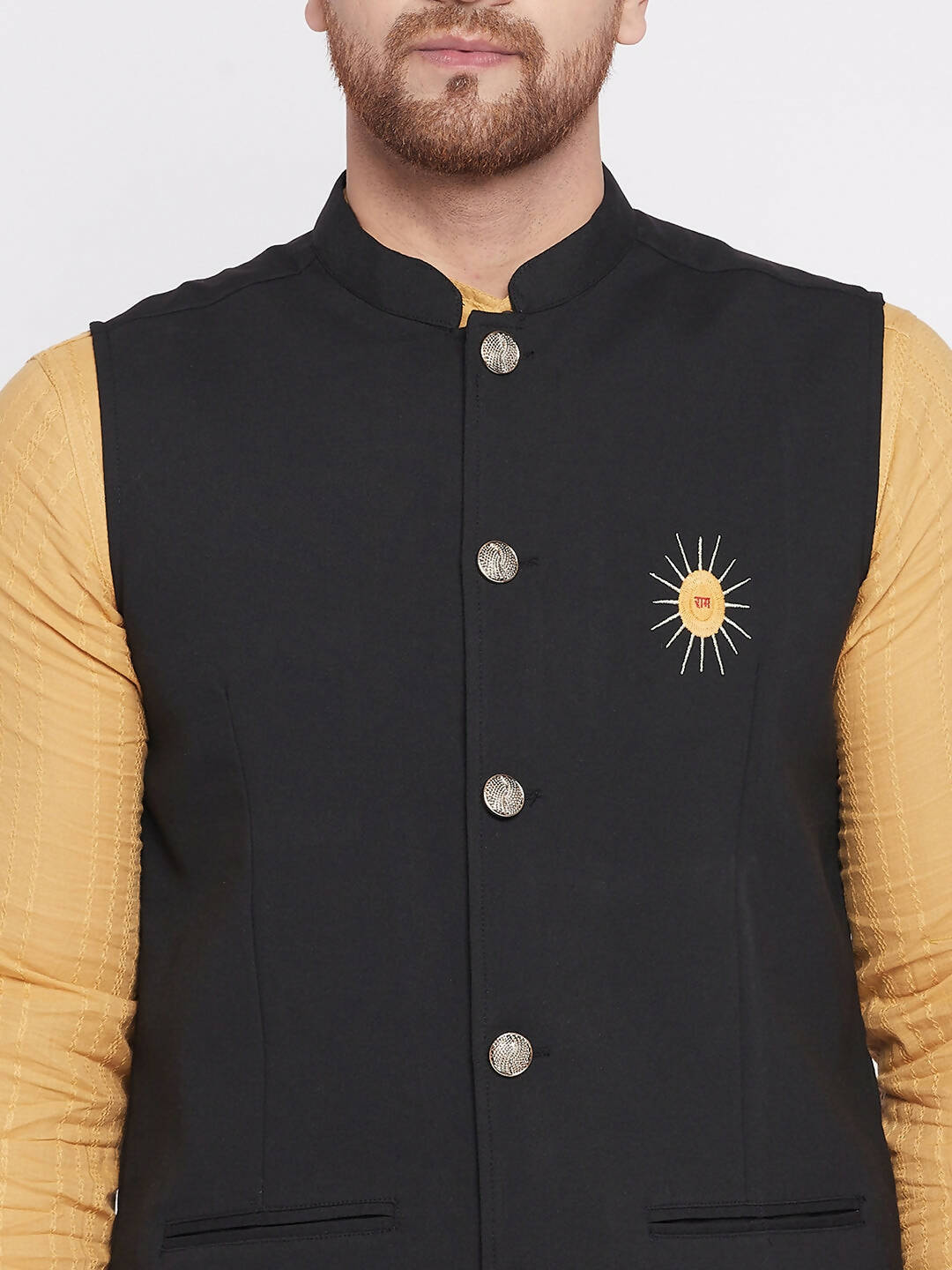 Even Apparels Men Black Nehru Jacket | Grocsy