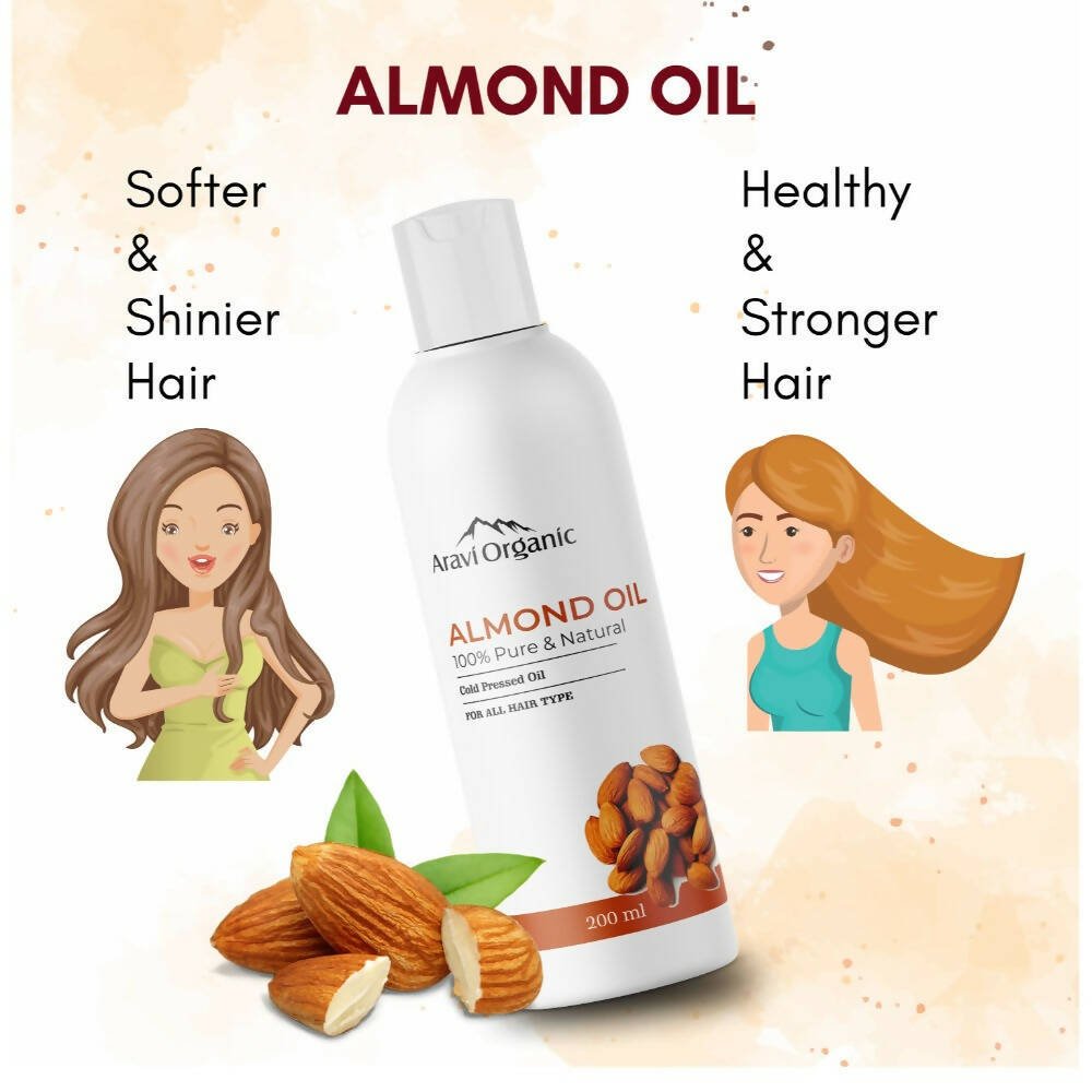 Aravi Organic 100% Pure Cold Pressed Badam Rogan Sweet Almond Oil | Grocsy
