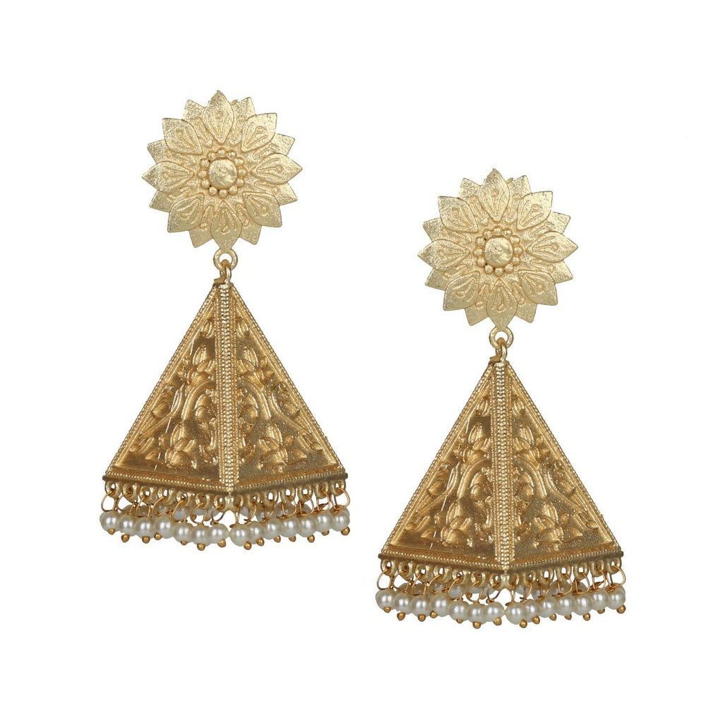 Joban Fashion Women Matte Gold Brass Earrings | Grocsy
