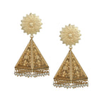 Joban Fashion Women Matte Gold Brass Earrings | Grocsy