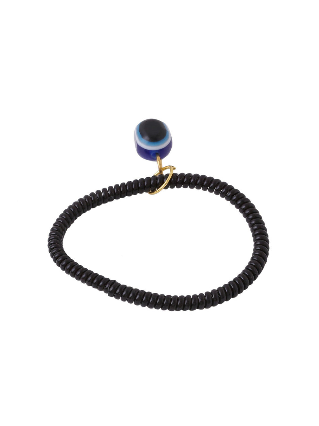 NVR Women & Men Black Evil Eye Spring Ring Rakhi With Roli Chawal | Grocsy