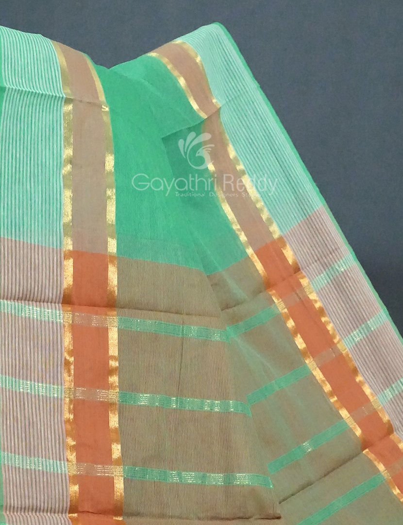 Dual Shades of Rama Green Pure Mangalgiri Cotton By Gayathri Reddy Designer Studio | Grocsy