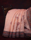 Light Peach Colour Printed Semi Chanderi Saree By Gayathri Reddy Designer Studio | Grocsy