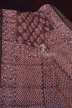 Dark Brown Ikat Design Semi Chanderi Saree By Gayathri Reddy Designer Studio | Grocsy