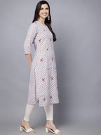 HERE&NOW Women Geometric Checked Patchwork Kurta | Grocsy
