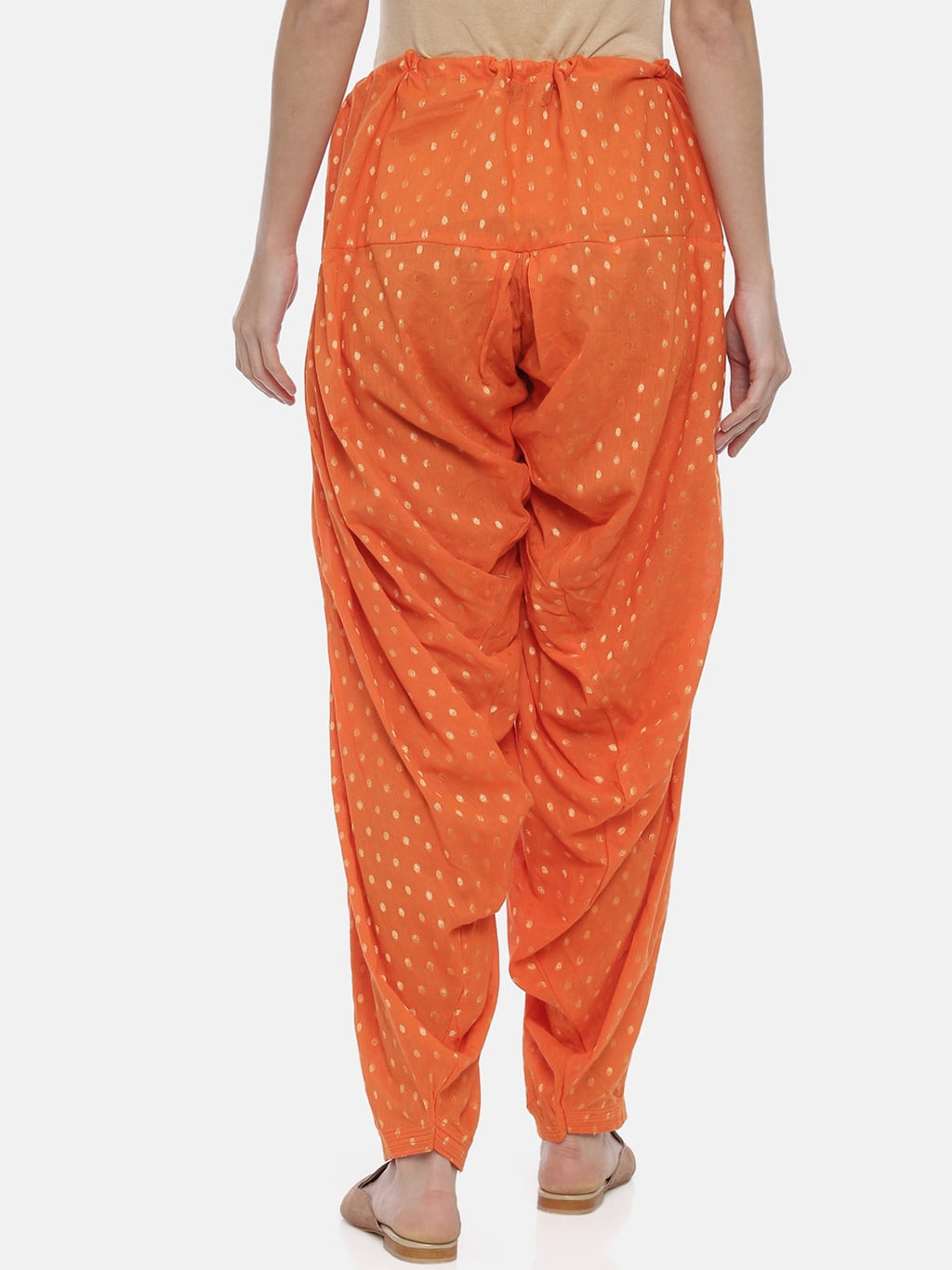 Souchii Orange Woven Design Loose-Fit Patiala | Grocsy