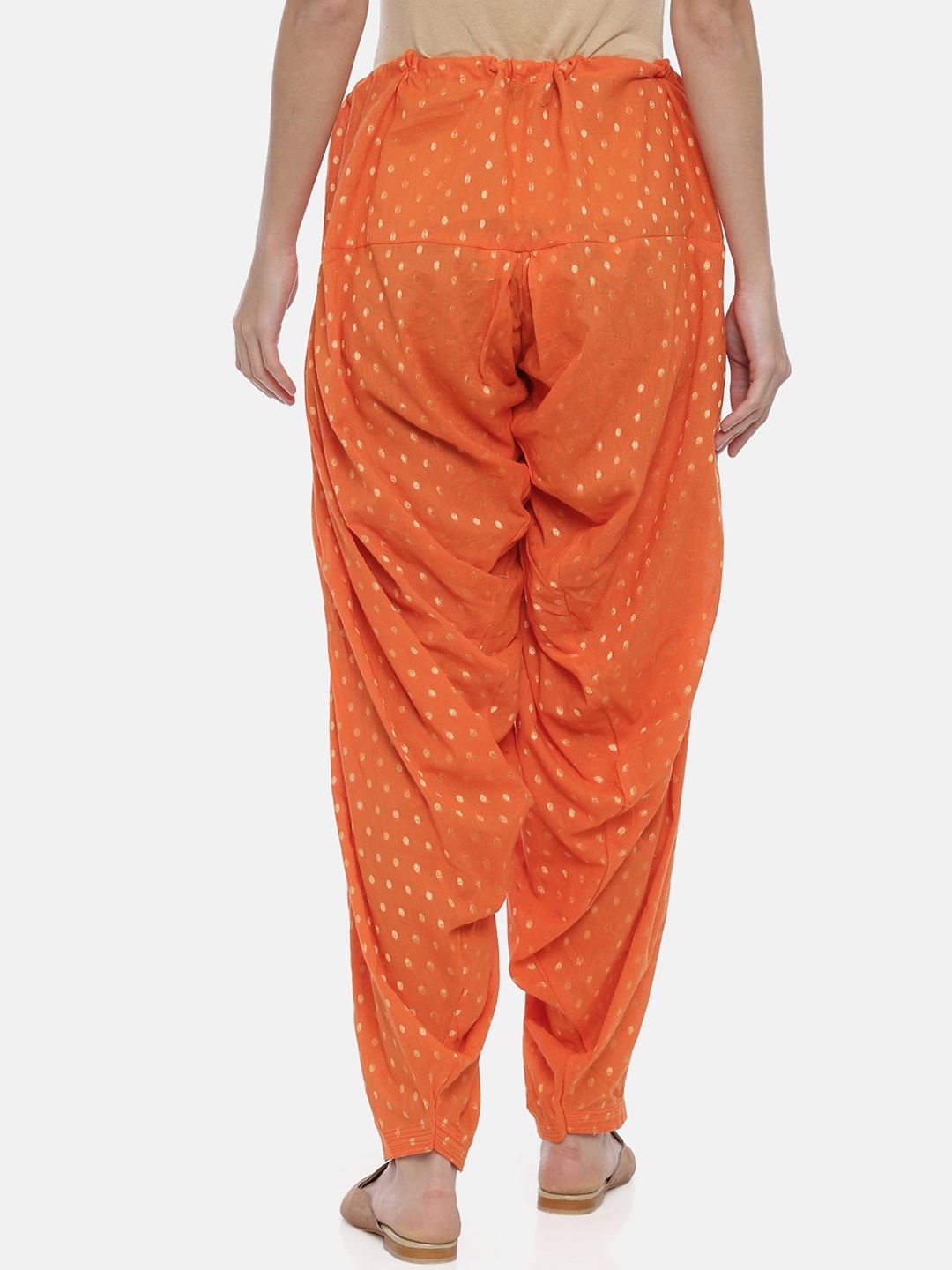 Souchii Orange Woven Design Loose-Fit Patiala | Grocsy