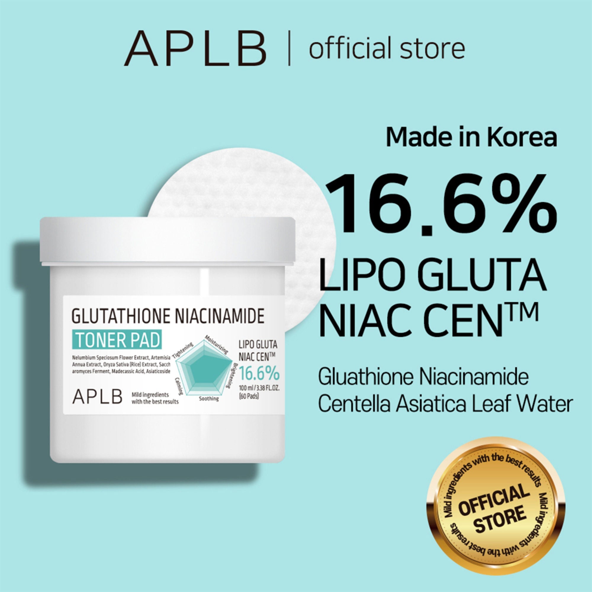 APLB Glutathione Niacinamide Toner Pad | Grocsy